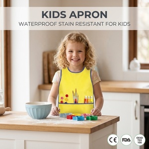 Tablier de dessin imperméable pour enfants, personnalisé <span class=keywords><strong>en</strong></span> polyester, tablier de <span class=keywords><strong>peinture</strong></span> réglable, vêtements de protection pour enfants, cuisine, école - Product Image 1