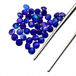 Ópalos Azules Naturales, Corte Brillante Redondo, Piedras Preciosas Sueltas, Iridiscentes, Pulimentadas, Tratadas con Cera/Aceite, Joyas Jaura para la Fabricación de Joyas - Product Image 3