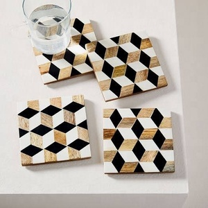 Sous-verre en bois à trois types, tapis et tampons sous-verres pour tasse, Logo de couleur personnalisé, hôtel de luxe, mariage, vente chaude quantité minimale de commande - Product Image 3