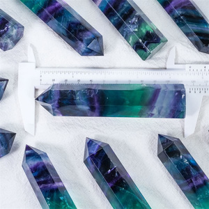 Alta Qualidade Azul Fluorita Torre Semi-Preciosa Gemstone Point arco-íris Fluorita <span class=keywords><strong>Wand</strong></span> para a Decoração de Cura - Product Image 3