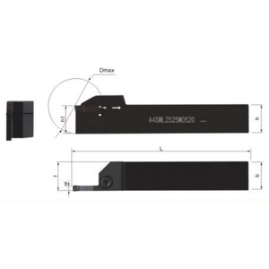Cuchilla de corte A4SMR/L, Portaherramientas de ranurado de aleación dura, Herramienta para piezas CNC, Ranurado con insertos de carburo KENNAE convertibles - Product Image 3