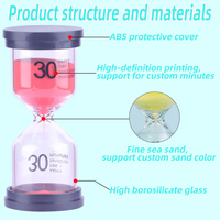 Vente en gros sablier sablier coloré 1/3/5/15/20/30 minutes sablier horloge pour enfants jeu et maison