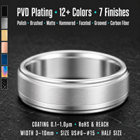 Cincin Pria Tungsten Carbide PVD Multi Warna 9mm Satin Double Groove Comfort Fit Logo Kustom Produsen OEM ODM