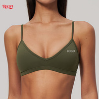 Soutien-gorge de sport pour femme, col en V, dos ouvert, avec logo personnalisé, brossé, coussinets amovibles, séchage rapide, haute élasticité, idéal pour le yoga et le fitness