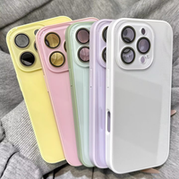 Coque Brillante en Verre Trempé pour iPhone 17 Pro Max 16 15 14 13 12 11 avec Protection d'Objectif et Pare-chocs Antichoc