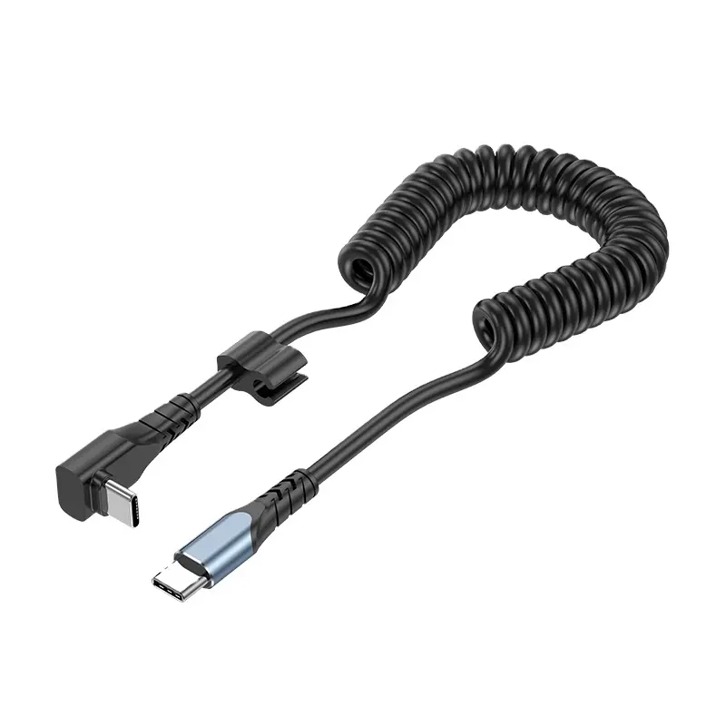 Hochwertiges flexibles Federschneiddraht Schnellladekabel 1,5 M USB C zu C Kabel für Auto 90 Grad PD 60 W TPU-Schneidkabel