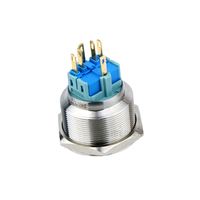 Tombol Tekan Anti Air 28mm Self Reset IP67 Kepala Datar Anti Vandal Switch Logam Dengan Lampu LED untuk Pengontrol Industri