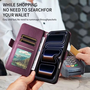 Étui de téléphone en cuir PU avec porte-cartes et dragonne pour Samsung S26 Ultra, motif treillis de diamants, avec fil à coudre - Product Image 3