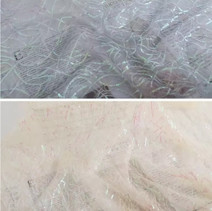 Luxe 3mm Sequin Broderie Dentelle Tissu Paillettes Blanc Gris Rose <span class=keywords><strong>Tulle</strong></span> Croisé pour Robes Accessoires Tricoté Tissé pour Filles - Product Image 3