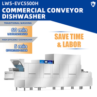 Lave-vaisselle industriel de qualité supérieure durable de 5,5 m avec système de récupération de chaleur 100 ℃   Séchage à l'air chaud pour cuisines centralisées