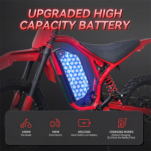 Motocicleta Todoterreno Eléctrica de 60V25Ah y 3000w con Motor sin Escobillas, 80km/h, para Todo Tipo de Terreno, con Batería - Product Image 1