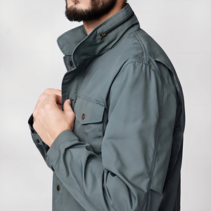 Veste de travail décontractée premium pour <span class=keywords><strong>homme</strong></span>, coupe ample, avec fermeture éclair sur le devant, col rabattable, coupe-vent, respirante, personnalisable (OEM) - Product Image 5