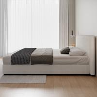 Lit rembourré en velours au design italien moderne avec rangement, cadre en bois écologique taille King et vérin à gaz