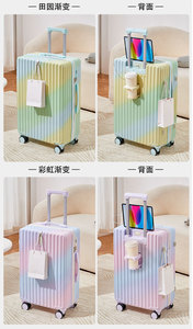 Ensembles de sacs de voyage à roulettes PC ABS + PC couleur dégradée au prix de gros valises de voyage ensembles de bagages avec porte-gobelet sacs de voyage - Product Image 5