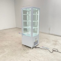 Réfrigérateur vertical à gâteaux commercial Byron, prix d'usine, vitrine à quatre côtés en verre avec éclairage LED, promotion