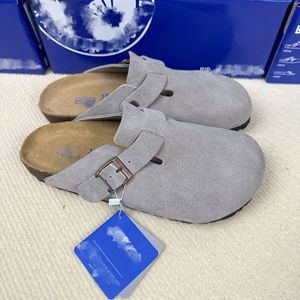 Sandals Germany Outdoor Flat Sandal <strong>Mule</strong> <strong>Clog</strong> Leather Suede Cork Foot Bed Solid <strong>Clog</strong> Sandals - Product Image 2