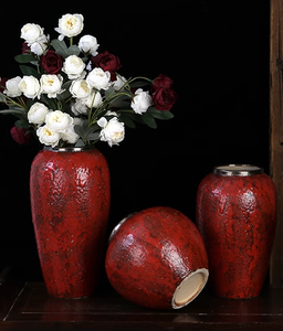 กระถางดอกไม้สไตล์จีนแจกันเซรามิกสีแดงราชวงศ์ญี่ปุ่น - Product Image 5