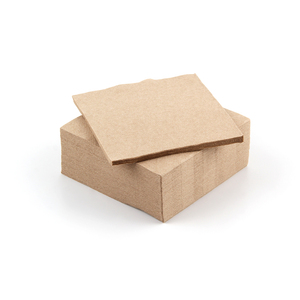 Braune Kraftpapier Recycelte 2-lagige Gesteppte Cocktail-Servietten Umweltfreundliche Einweg-Papierservietten im Beutel 4-fach Gefaltet für Hochzeiten und Catering - Product Image 1