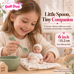 ตุ๊กตาเด็กเกิดใหม่ซิลิโคนทั้งตัวขนาด 6 นิ้ว รุ่น Doll Duo Custom พร้อมหมวกไหมพรมสีครีม ยิ้มแย้ม ของขวัญคริสต์มาสส่วนตัวสำหรับเด็ก - Product Image 2