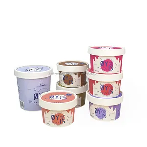 Papel seguro congelado ecológico para sobremesas, embalagem biodegradável para sorvete, copo de creme azedo com tampa