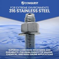 Ancres à coin en acier inoxydable 316 zingué Conquest, 3/4 po x 7 po, boulons d'ancrage robustes, capacité de 150 lb, usage maritime
