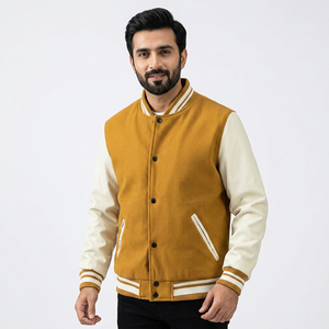 Chaqueta Varsity de Alta Calidad en Oferta, con Mangas de Cuero y Cuerpo de Lana, Logotipo Bordado Personalizado en Chenilla o Plano, para Hombre - Product Image 1