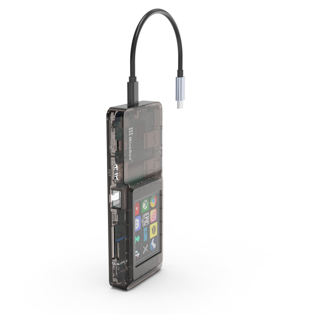 USB-C Hub with 2.4" Display - H1 Stream Controller Dock with Macro Keys, PD, LAN, Card Reader - Perfect for Content Creators