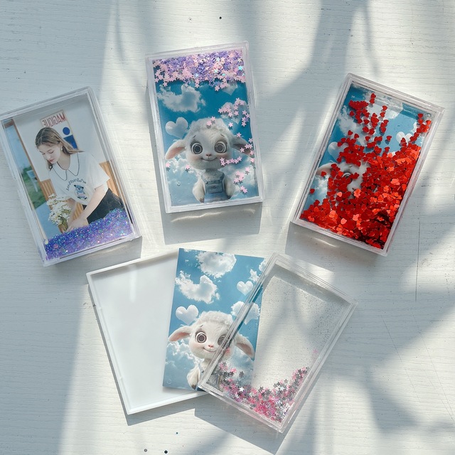 Oem Accept Custom Transparent Acrylic Quicksand Mini Photo Frame Glitter Frame for Fujifilm Instax Mini Film Photo Frame