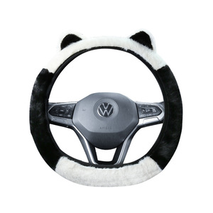 Winter <b>Plush</b> Steering Wheel Cover <b>Cat</b> Ear Design 38cm Diameter For Car Interior Decoration Warm Anti-Frost - Product Image 1