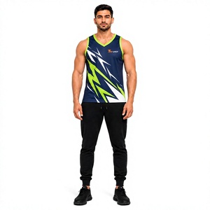 Débardeur de sport personnalisé pour hommes par sublimation – Vente en gros – Gilet de fitness et d'entraînement à séchage rapide, respirant, pour athlétisme, musculation et course à pied - Product Image 1