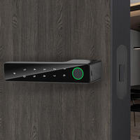 Serrure connectée intelligente en alliage d'aluminium pour porte en bois, avec empreinte digitale, mot de passe, carte et clé, contrôle via l'application Tuya pour le stockage des données cloud