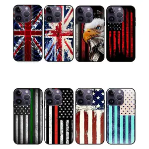 Us Uk Tpu Transparent Soft Back Cover Eagle Star Flag Mobile Phone Case For Iphone 15 15plus 15pro 15promax 14 Pro Max Plus Cell