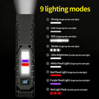 Senter Saku EDC 1100LM Ultra Terang Lampu Mini Isi Ulang dengan Klip Baja Tahan Karat Ringkas untuk Berkemah & Aktivitas Luar Ruangan