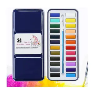 24 cores sólido aquarela pintura conjunto na caixa para a arte