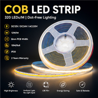 Bande LED COB 12V 480 LED 6000K CRI90 8mm Ruban Lumineux Flexible IP20 Éclairage d'Accentuation Intérieur Certifié CE RoHS