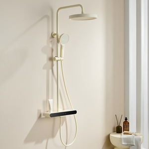 Support <span class=keywords><strong>de</strong></span> rangement mural en laiton blanc crème Système <span class=keywords><strong>de</strong></span> <span class=keywords><strong>douche</strong></span> à effet pluie à trois fonctions Ensemble <span class=keywords><strong>de</strong></span> <span class=keywords><strong>douche</strong></span> cascade avec <span class=keywords><strong>barre</strong></span> coulissante pour villas - Product Image 2