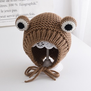 <span class=keywords><strong>Bonnet</strong></span> d'hiver pour bébé avec pompon, motif <span class=keywords><strong>grenouille</strong></span> mignon, en <span class=keywords><strong>crochet</strong></span>, grande taille, tricoté pour filles, <span class=keywords><strong>bonnet</strong></span> de Noël tendance - Product Image 3