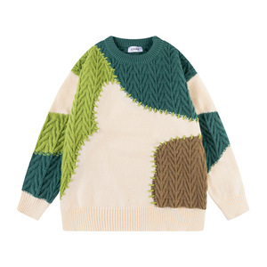 Pull unisexe à col rond en coton 100% respirant, à logo frontal, à rayures, de style universitaire, fabriqué par un fabricant, tricoté sur mesure - Product Image 4