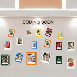 6 Pack 4x6 Cadres Photo Acrylique Réfrigérateur Magnétique Photo Affichage Double Face Transparence pour Réfrigérateur Mur Coloré Logo - Product Image 6