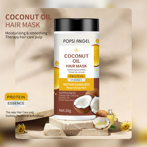 Mascarilla para el cabello de queratina de aceite de coco profesional OEM, mascarilla facial de reparación profunda alisadora de cabello de colágeno orgánico, Tratamiento capilar de 1L - Product Image 2