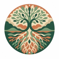 Panneau mural rond en aluminium, art mural Arbre de Vie, 20 cm (8 pouces), peinture métallique ronde imprimée UV pour salon et couloir