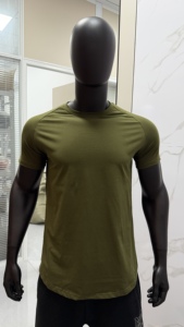 T-shirt de sport uni personnalisé avec logo, 95 % coton, 5 % élasthanne, respirant, pour homme, vêtements de sport, entraînement, fitness - Product Image 4