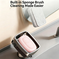 Porte-savon à ventouse étanche double couche en éponge, drainage sans perçage, écologique, forme incurvée moderne, en ABS