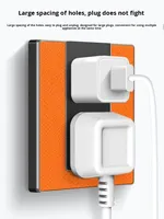 Prise murale encastrée TEP, interrupteur LED orange, motif cuir, type 86, 220V, mise à la terre standard, ignifuge