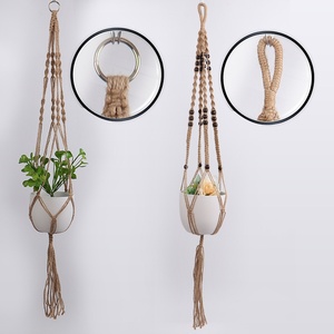 Européenne Américaine Rétro <span class=keywords><strong>Chanvre</strong></span> Corde Pot <span class=keywords><strong>De</strong></span> Fleur Filet Sac Simple Intérieur Extérieur Plante Crochet Panier Suspendu Jardinage En Gros - Product Image 1