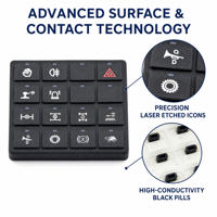 Clavier de commande en silicone noir pour excavatrice, boutons en caoutchouc de silicone personnalisés pour machines