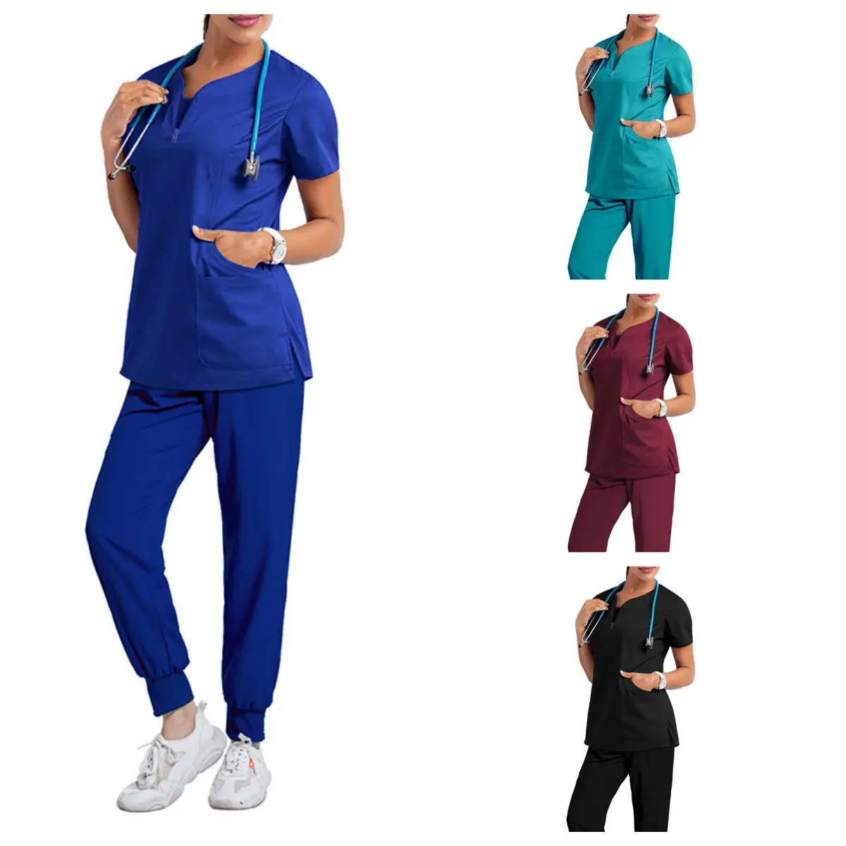 Comports solide kurzarmige V-Ausschnitt Krankenhaus medizinische Krankenschwestern-Uniform Peelingsanzug für Ärzte