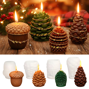 DM1289 <span class=keywords><strong>Moule</strong></span> en Silicone 3D Pomme de Pin pour Bougies de Noël, Fabrication Artisanale de Bougies en Plâtre, Savon et Résine pour Bricolages de Fêtes - Product Image 1
