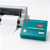 Papier continu HANMEI 241 mm, 80 colonnes, 3 plis, 1/3 de pliage, pour imprimantes matriciels à alimentation par tracteur