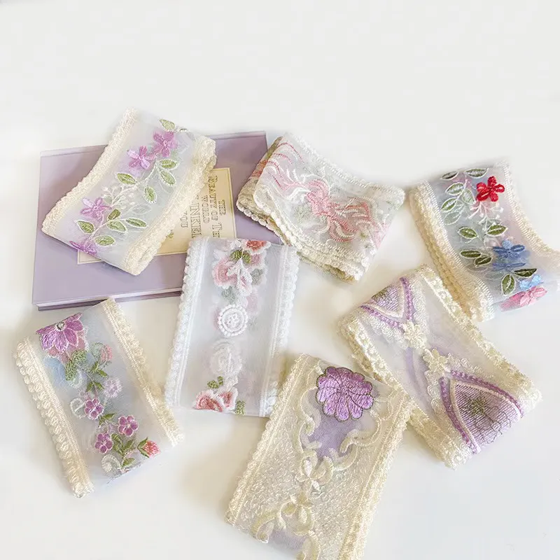 beautiful 3d flower lace trim ribbon embroidery rose lace collar applique trim